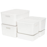 1 x RAW Customer Returns ZPONEED plastic storage box, set of 6 storage boxes with 4 lids, storage basket with handle, versatile storage box for bathroom, kitchen, office, living room - RRP €43.36