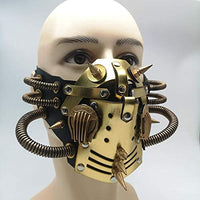 3 x Brand New Ubauta Steampunk Leather Mask Cosplay Mask Punk Rivet Masquerade Mask-Gold - RRP €69.54