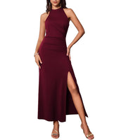 1 x RAW Customer Returns GRACE KARIN Women s Elegant Long Ball Gowns with Slit Sleeveless Sexy Tight Dress Prom Dresses Solid Color Red Wine M - RRP €49.98