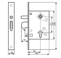 1 x RAW Customer Returns Hook lock Mortise lock Sliding door lock Door lock F-60 for sliding gates Counter plate with guide pin - RRP €28.45