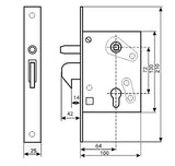 1 x RAW Customer Returns Hook lock Mortise lock Sliding door lock Door lock F-60 for sliding gates Counter plate with guide pin - RRP €28.45