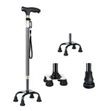 1 x RAW Customer Returns KCareU Bastone Cane Walker Lega di Aluminum Ultra-leggero Quadripod Cane Altezza Regolabile Portable Black 1pc Cane 1pc small quadripod Base 1 Large quadripod Base 1pc monopod Base  - RRP €50.32