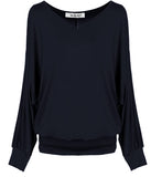 1 x RAW Customer Returns Van Der Rich - Basic Tops Blouse with Long Sleeves - Women ML-Navy, M  - RRP €19.26