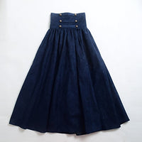 1 x RAW Customer Returns BLESSUME Vintage Skirt Long Retro High Waist Skirt XL, Blue  - RRP €42.99