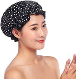 6 x Brand New Shower Cap, Reusable Waterproof Bath Cap 2 Pack Women Elastic Large Showe Caps Women Hair Protection for Women Shower Spa Salon Polka Dots Red Black - RRP €108.0