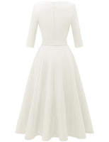 1 x RAW Customer Returns DRESSTELLS Women s 1950s Rockabilly Petticoat Vintage Dresses Swing Pleated Skirt Festive Wedding Dress Elegant Evening Dress Knee Length Ball Gown White M - RRP €42.84