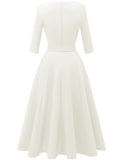 1 x RAW Customer Returns DRESSTELLS Women s 1950s Rockabilly Petticoat Vintage Dresses Swing Pleated Skirt Festive Wedding Dress Elegant Evening Dress Knee Length Ball Gown White M - RRP €42.84