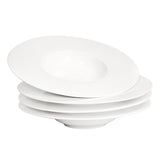 1 x RAW Customer Returns jinsongdafa pasta plates soup bowls soup plates, 320 ml, pasta bowl set with 4 pieces, white flat bowl plates, bowls with and rim, premium porcelain best gift 27.5 CM  - RRP €64.49