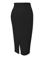 1 x RAW Customer Returns Tapata women s pencil skirt midi short high waist stretch figure-hugging skirt business with slit pencil skirt knee length, black, small - RRP €34.26