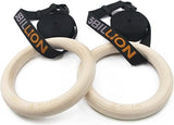 1 x RAW Customer Returns 5BILLION gymnastics rings wooden gymnastics rings gymnastics for fitness with high-strength nylon straps with quick-release buckle fasteners made of metal, adjustable 28 mm - RRP €35.4