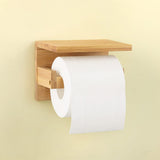 1 x RAW Customer Returns Ecooe toilet paper holder, bamboo paper holder, wall holder with spacious shelf, paper roll holder for toilet, kitchen and bathroom - RRP €18.99