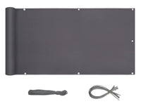 1 x RAW Customer Returns Sekey balcony privacy screen balcony cover balcony privacy screen balcony cladding opaque wind protection 90 x 600cm, with eyelets, nylon cable ties and cord, 100 privacy, anthracite - RRP €31.0