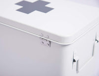 1 x RAW Customer Returns Theo Cleo medicine box metal, first aid box case cabinet, medicine cabinet medicine case retro, medicine cabinets large XXL, 32 19 20 cm white - RRP €35.99