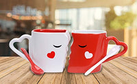 1 x RAW Customer Returns Cymax 2 Pack Kissing Mugs for Couples, Wedding Gift Coffee Cups with Spoons for Bride and Groom Women Couple Christmas Birthday Valentine s Day, 300ml - RRP €18.68