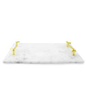 1 x RAW Customer Returns QWORK 30x20cm Rectangular Marble Serving Tray with Metal Handles for Kitchen, Bathroom, Vanity, Home Decoration - RRP €29.03