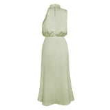 1 x RAW Customer Returns Odizli Women s Elegant Sleeveless Satin Summer Wedding Evening Dress Light Green L - RRP €49.99