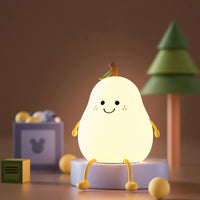 1 x RAW Customer Returns Comely Night Light for Children LED, Dimmable Creative Fruit Pear Shape Baby Night Light with 7 Light Changes, USB Charging and Timing Function, Children s Lamp Sleeping Light for Mother s Day Gift - RRP €21.99