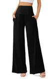 1 x RAW Customer Returns CZIMOO Women s Marlene Trousers Casual Wide Trousers with Pockets Palazzo Lounge Trousers High Waist Casual Trousers Loose Long Yoga Pants Black XL - RRP €31.75