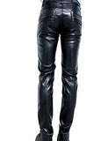 1 x RAW Customer Returns Idopy Men s Slim Fit Soft PU Faux Leather Biker Trousers Traditional Leather Trousers Leather Trousers, 34W, Black - RRP €36.28