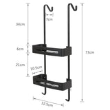 1 x RAW Customer Returns OSTWOLKE shower shelf for hanging black, shower basket for hanging, shower shelf for hanging the shower wall, double shower basket black, bathroom shelf hanging shelf for bathroom assembly without drilling - RRP €34.44