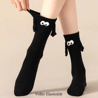 2 x Brand New RSHVSMS 2 Pairs of Funny Magnetic Socks, 3D Cute Cartoon Hand in Hand Pair of Cotton Socks with Strong Elasticity Suitable for Men and Women, EU Size 36-45 Black White  - RRP €55.2