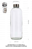 1 x RAW Customer Returns BrandPrint Eos Glass Bottle 1Lt Model, with Screw Cap. Set of 4 bottles. Caps, SILVER color Included. 4 units screen printed with the wording Frizzante  - RRP €57.54