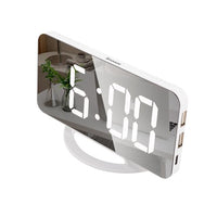 1 x RAW Customer Returns INF digital alarm clock with mirror glass white, table clock in modern design with LED digits - RRP €21.99