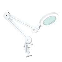 1 x RAW Customer Returns Beyamz Magnifying Lamp, Work Lamp - with 105mm 5 Diopter Glass Lens, Metal Clamp, Swivel Arm, 3 Color Mode Dimmable Lights - RRP €59.99