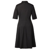 1 x Brand New Catholic Church Priest Dress for Women Half Sleeve Loose Elegant Dress with Tab Insert Stand Collar, Black, X-Small - RRP €33.77