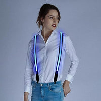 1 x RAW Customer Returns Pack of 2 Luminous Men s LED Suspenders and Bow Tie, LED Light Up Suspenders for Music Festival, Halloween Costume Party, Rave Party, Christmas, Neon Luminous Dark Party Supplies for Party Decoration - RRP €20.34