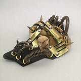 2 x RAW Customer Returns Ubauta Steampunk Leather Mask Cosplay Mask Punk Rivet Masquerade Mask-Gold - RRP €46.36