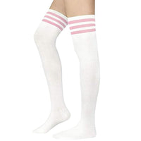 1 x RAW Customer Returns Zando Women s Over The Knee Socks, Sports Socks Thigh High Warm Long Socks for Girls, White Pink, One Size - RRP €24.0