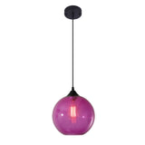 1 x RAW Customer Returns S-Cevada Simple Glass Ball Pendant Light, Industrial Vintage E27 Loft Bar Hanging Lamp, 1-Bulb Mini Globe Ceiling Light for Kitchen, Dining Room, Bedroom Purple  - RRP €49.99