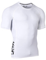 1 x RAW Customer Returns LAFROI Men s Short Sleeve UPF 50 Compression Shirt Rash Guard-CLY02D Sym White,XXL  - RRP €22.99