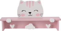 1 x RAW Customer Returns Children s wardrobe shelf 2 in 1 made of wood, for coats, children s room, motif cat - RRP €20.4