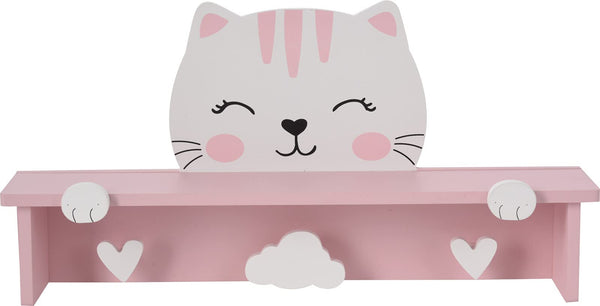 1 x RAW Customer Returns Children s wardrobe shelf 2 in 1 made of wood, for coats, children s room, motif cat - RRP €20.4