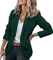 1 x RAW Customer Returns Cicy Bell Women s Casual Blazer Open Front Long Sleeve Elegant Work Office Jackets Blazer Dark Green XL - RRP €52.99