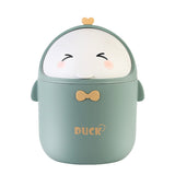 1 x RAW Customer Returns SYULCR Mini Desktop Trash Can with Lid, Portable Cute Cartoon Style Trash Can, for Bathroom, for Bedroom, Living Room Green  - RRP €8.99