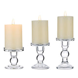 1 x RAW Customer Returns NUPTIO Set of 3 Clear Glass Candle Holders for 75mm Pillar and Taper Candles, 2 Uses Candle Holder Centerpieces for Wedding Decoration, Candle Holder Stick Candle Candlestick for Christmas Decoration - RRP €25.21