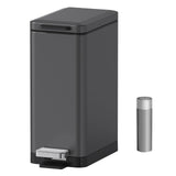 1 x RAW Customer Returns Mbillion Bathroom Trash Can 10 Liter Slim Design Pedal Bin with Strong Pedal, Stainless Steel Rectangular Trash Can Dark Gray - RRP €40.33