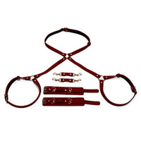 1 x RAW Customer Returns Extreme bondage sets leather DBSM kit restraints set for couples bdsm harness with handcuffs women restraints toys with 2 wrist and thigh cuffs SM cortex set sex toys - RRP €11.59