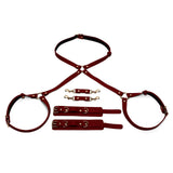 1 x RAW Customer Returns Extreme bondage sets leather DBSM kit restraints set for couples bdsm harness with handcuffs women restraints toys with 2 wrist and thigh cuffs SM cortex set sex toys - RRP €11.59