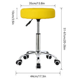 1 x RAW Customer Returns KKTONER Round Swivel Stool with Wheels Used in Home Hair Salon Work Chair Padded with Wheels Leather Upholstered Office Stool with 360 Swivel Wheel Yellow  - RRP €45.37