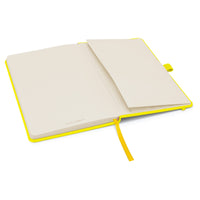 1 x RAW Customer Returns Notes London Eco A5 Notebook with Lined Pages, Pen Loop, Ribbon, Date Marks, Paper Sleeve, Medium Hard Cover, Sustainably Sourced Paper Neon Yellow  - RRP €16.8