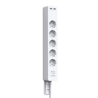 1 x RAW Customer Returns Power strip surge protection screw-on 5-way with paster NTONPOWER multiple socket with USB and switch extension cable 1.5m PC power strip child safety lock, white, MULTIWAY - RRP €33.99