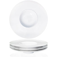 1 x RAW Customer Returns jinsongdafa Soup Bowls, Soup Plates, Pasta Plates 250ml, Noodle Bowl Set of 4, White Flat Bowl Plates, Porcelain Rim Bowls with and Rim, Best Gift 26CM  - RRP €50.87