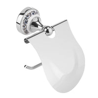 1 x RAW Customer Returns Yosoo Classic Bathroom Toilet Roll Paper Holder with Baffle Waterproof Wall Mounted Blue and White Porcelain Pattern Silver  - RRP €25.34