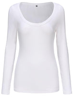 1 x RAW Customer Returns TrendiMax women s long-sleeved shirt, round neck, stretch sweater, elegant long-sleeved tops, tee shirts, casual blouse, basic tops, white, M - RRP €24.19