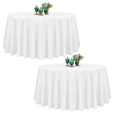 1 x RAW Customer Returns Showgeous 2 Pieces Round White Tablecloth 228cm Polyester Fabric Tablecloth Washable Fabric Table Cover for Wedding Banquets Restaurant Buffet Parties and Camping - RRP €20.53