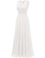 1 x RAW Customer Returns DRESSTELLS Women s Evening Dress Long Elegant for Wedding Chiffon Bridesmaid Dresses Floor-Length Cocktail Dress Lace Sleeveless Ball Gown White 2XL - RRP €57.05